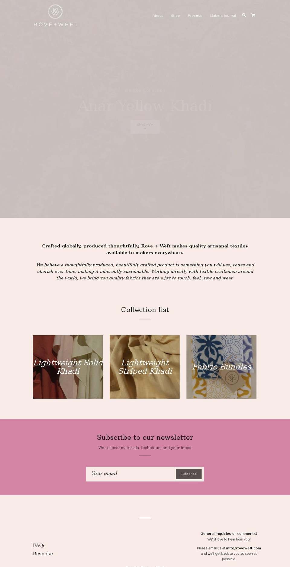 rove-weft.com shopify website screenshot