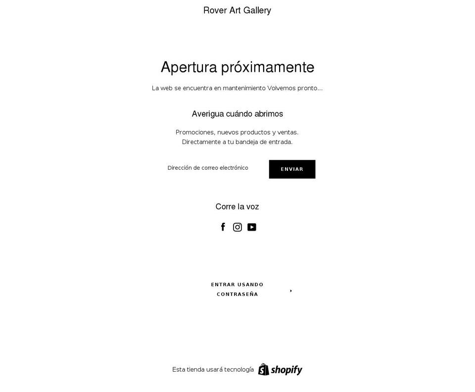 roverartgallery.com shopify website screenshot