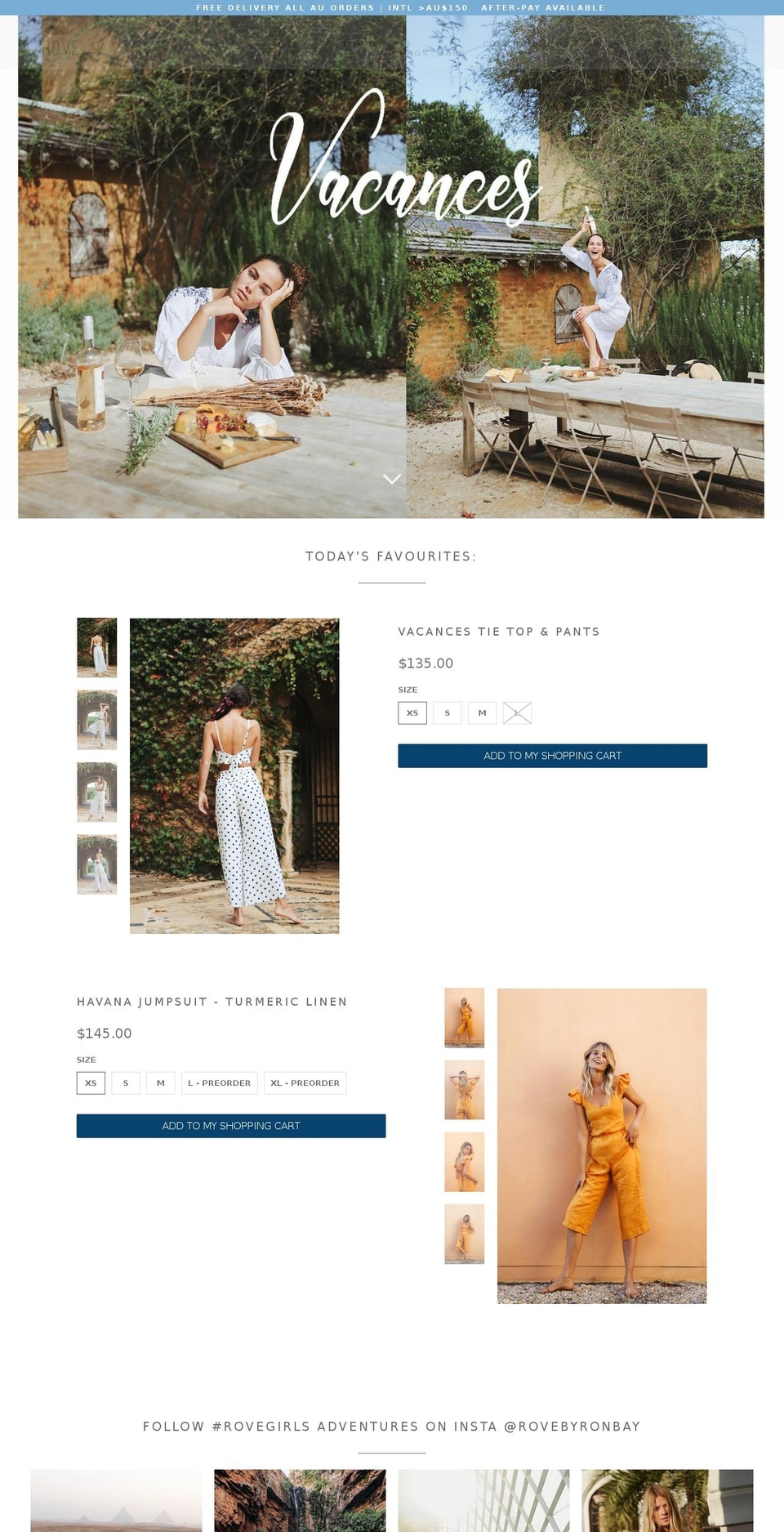 rovethelabel.com — Shopify storefront screenshot