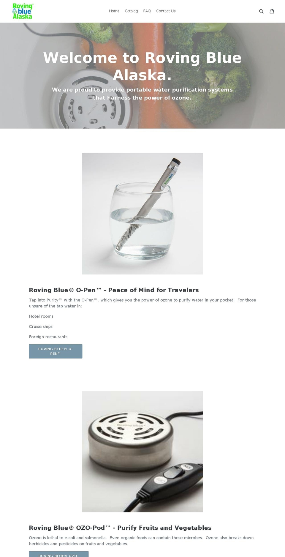 rovingbluealaska.com — Shopify storefront screenshot