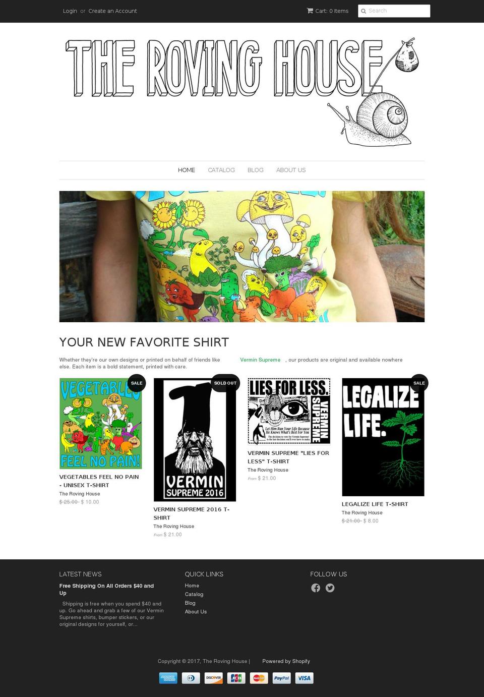 rovinghouse.com shopify website screenshot