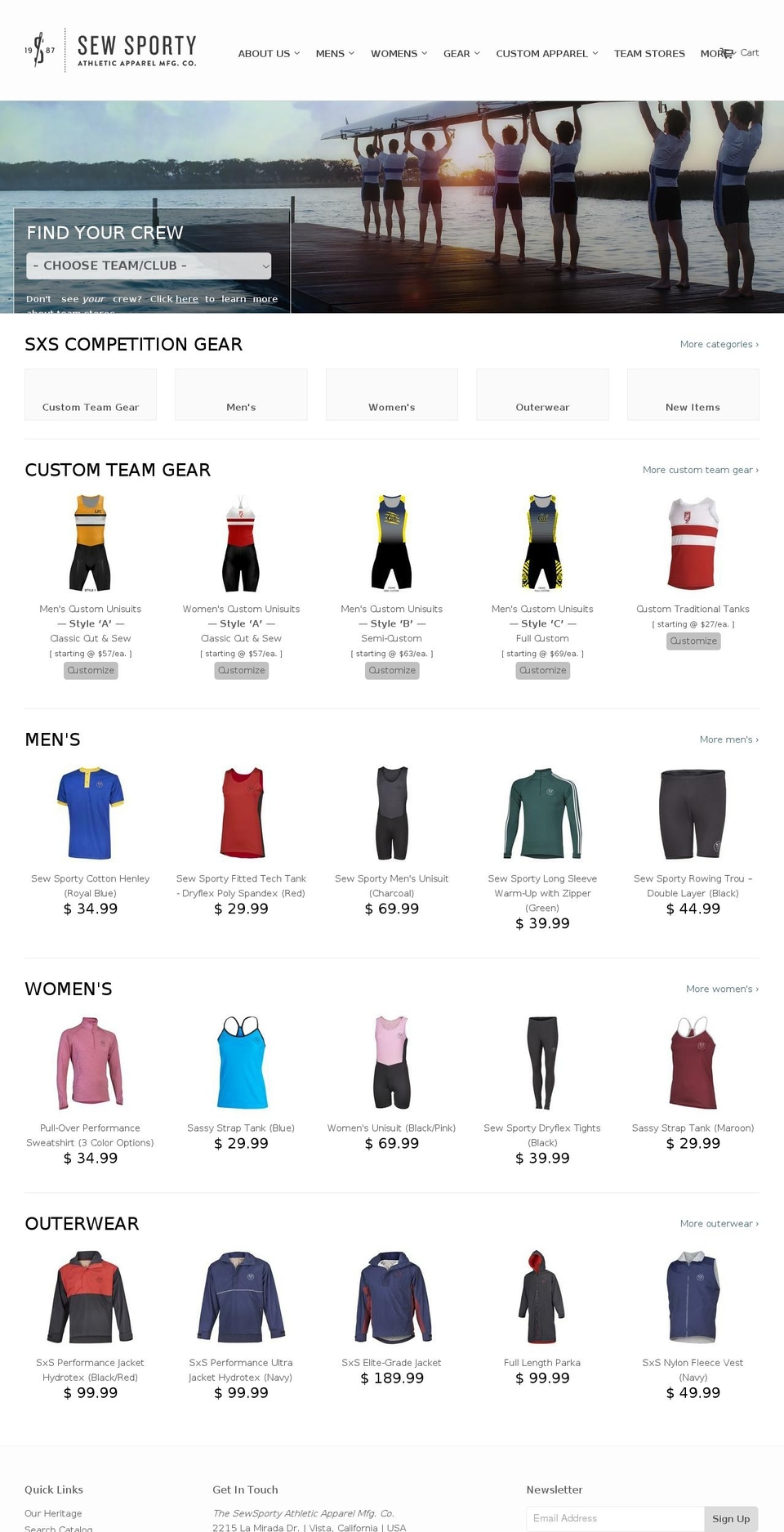 row.sewsporty.com shopify website screenshot