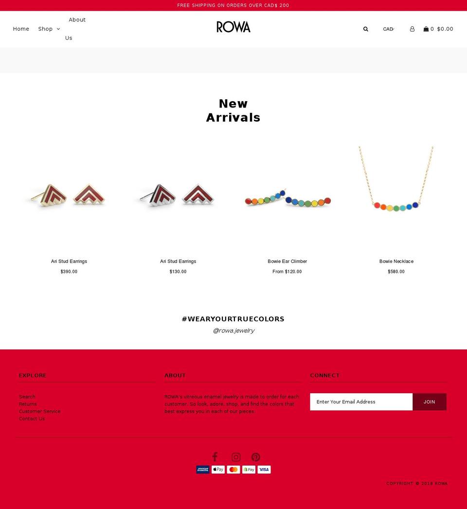 rowa.jewelry shopify website screenshot