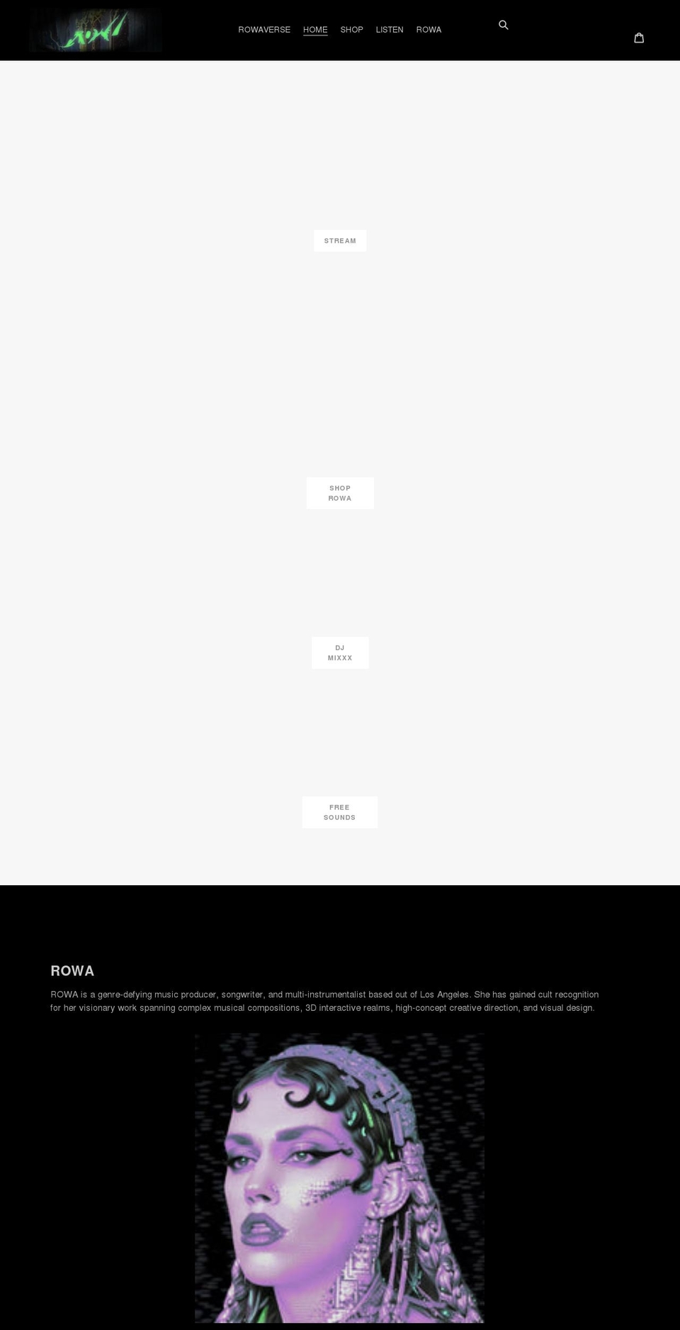 rowamusings.com shopify website screenshot