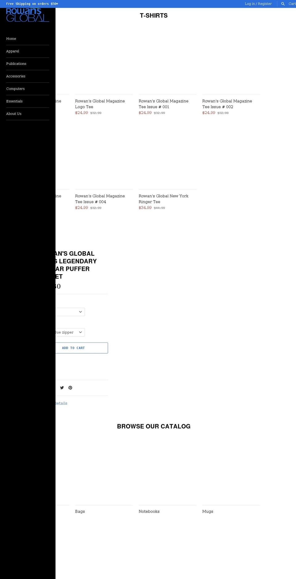 rowansglobal.com shopify website screenshot