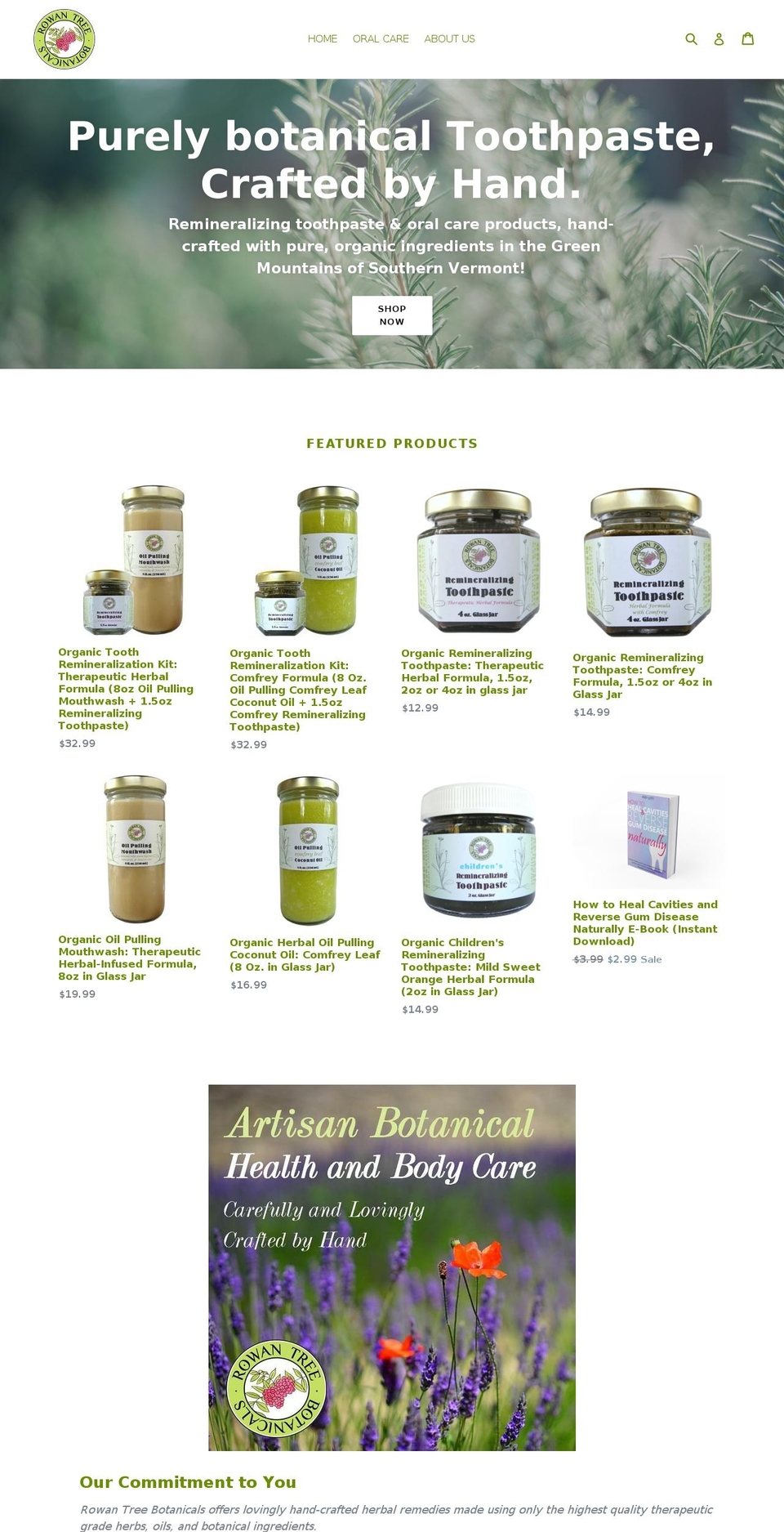 rowantreebotanicals.com — Shopify storefront screenshot