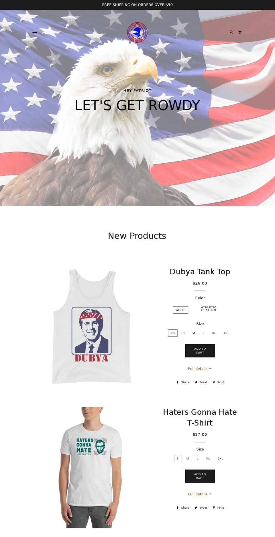 rowdypatriot.com — Shopify storefront screenshot