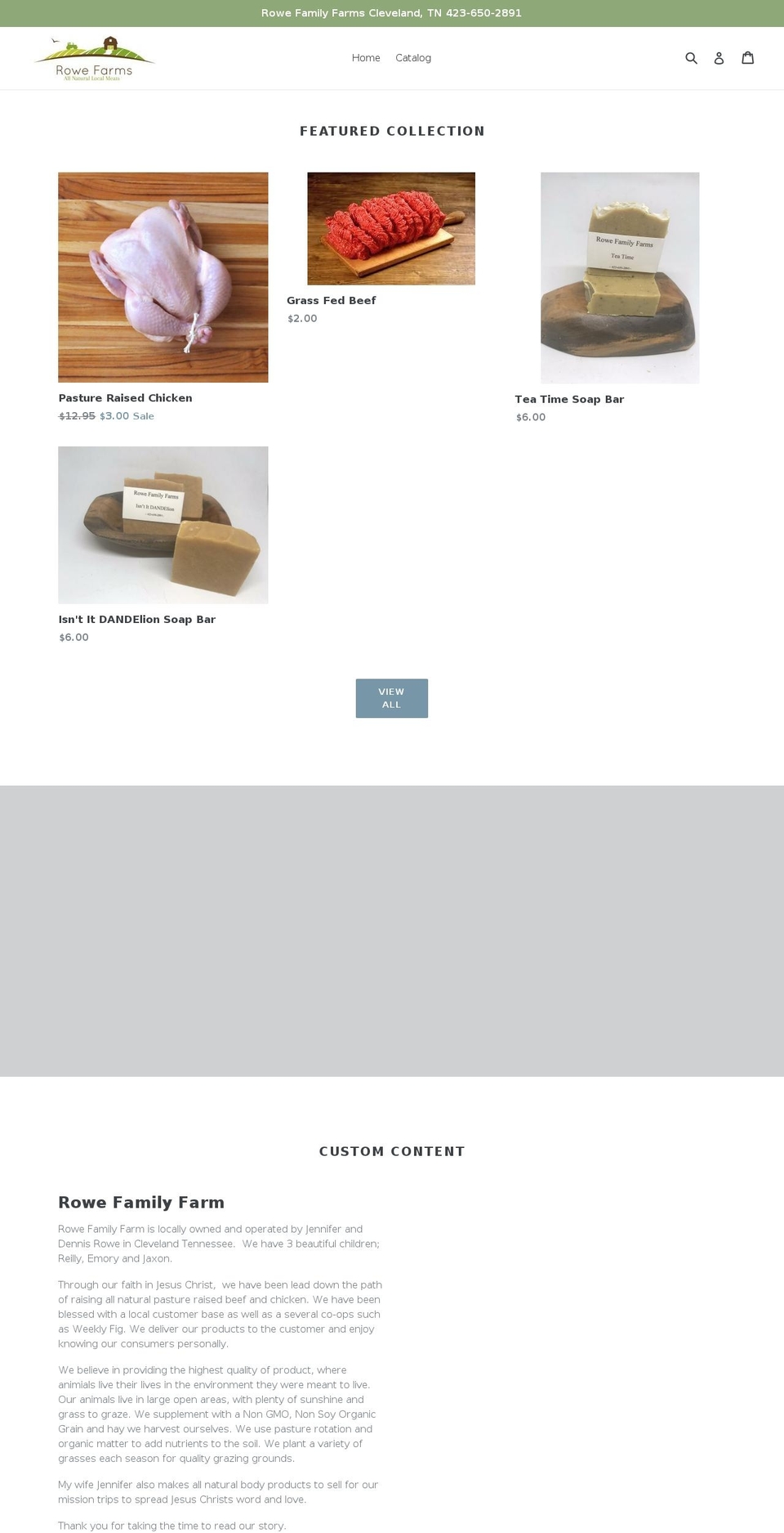 rowefarmstn.com shopify website screenshot