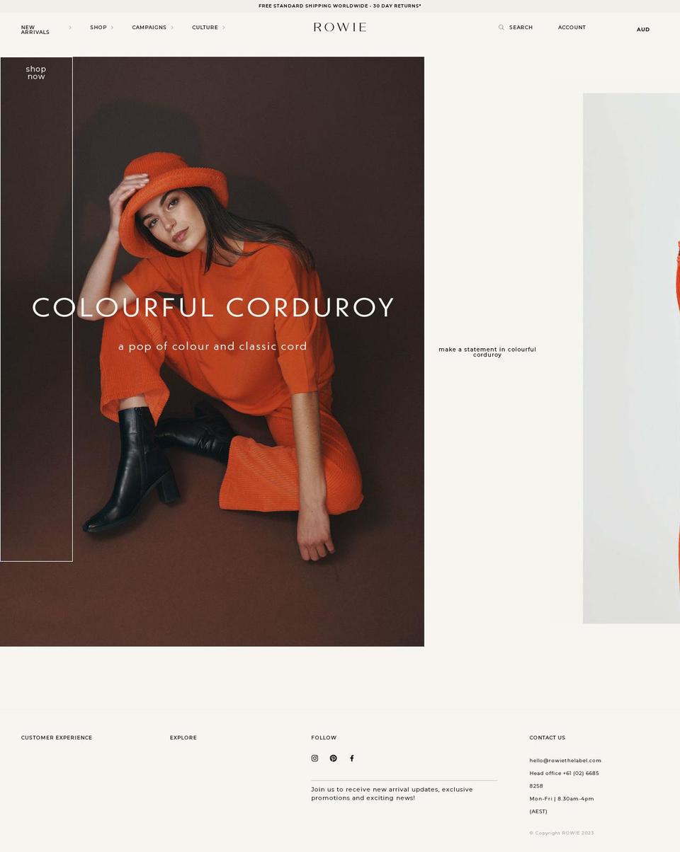 rowiethelabel.com shopify website screenshot