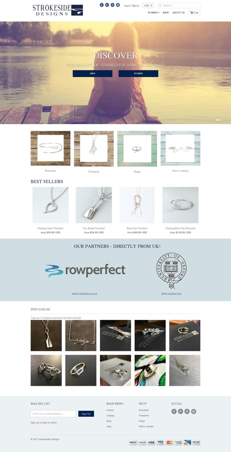 rowingjewelry.com shopify website screenshot
