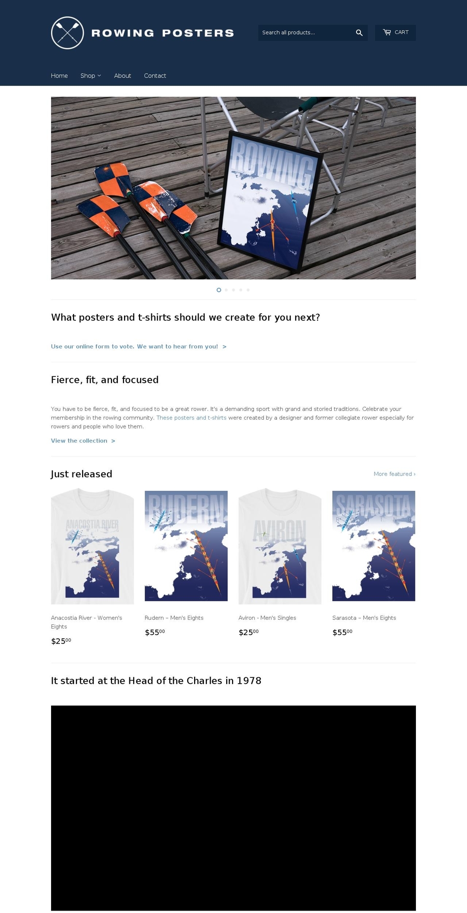 rowingposters.com shopify website screenshot