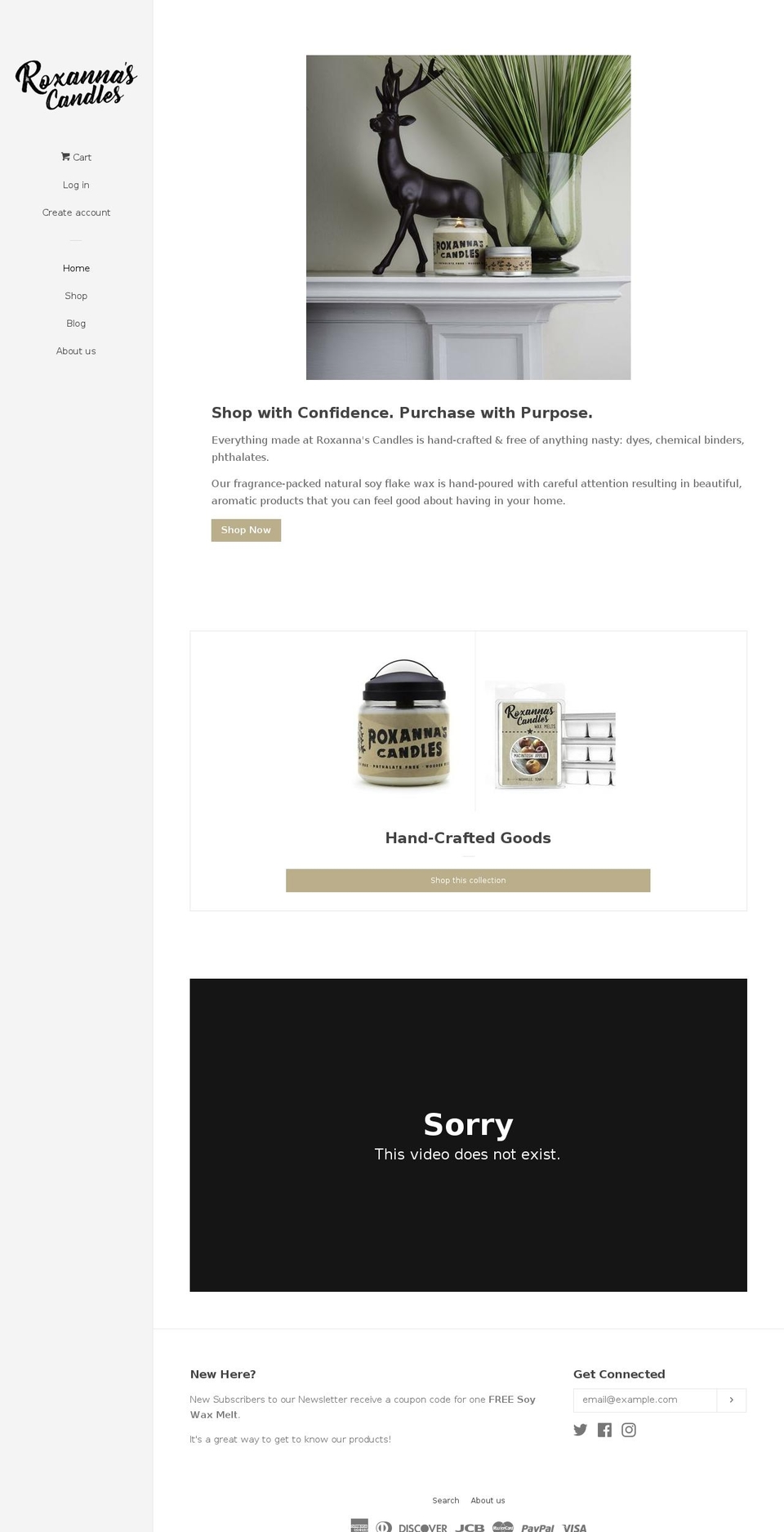 roxannascandles.com shopify website screenshot