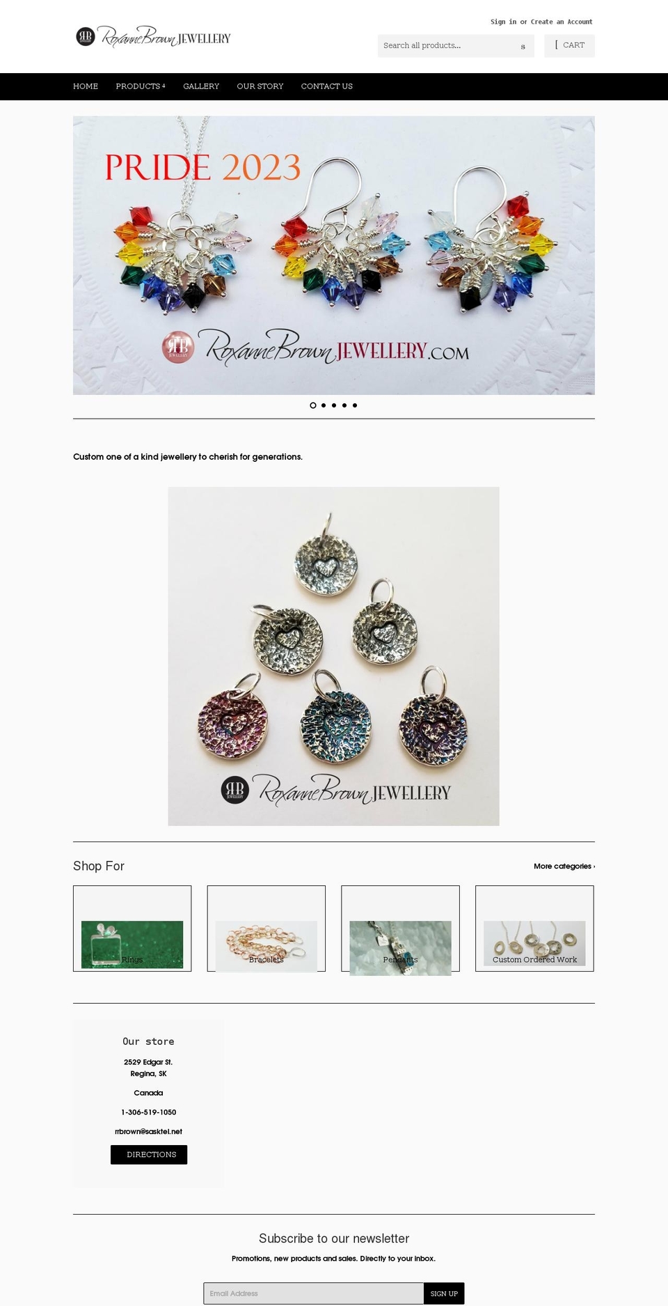 roxannebrownjewellery.com shopify website screenshot