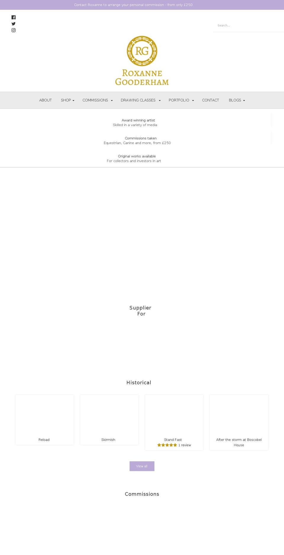 roxannegooderham.com — Shopify storefront screenshot