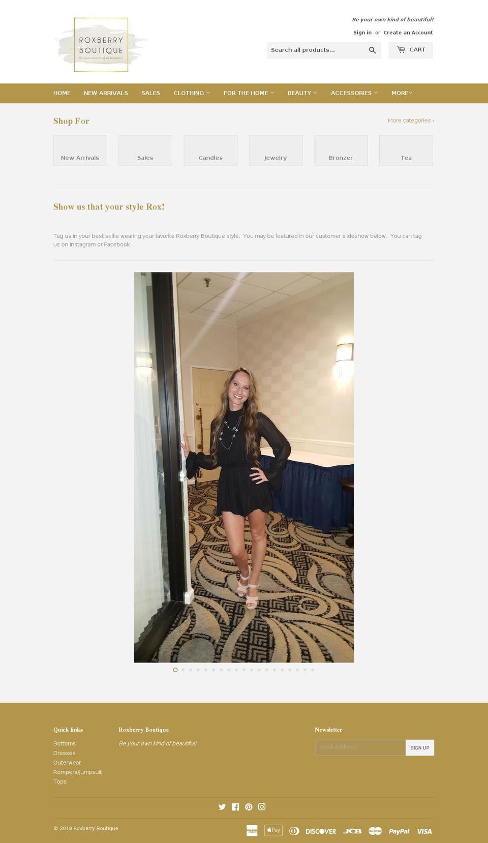 roxberryboutique.com — Shopify storefront screenshot