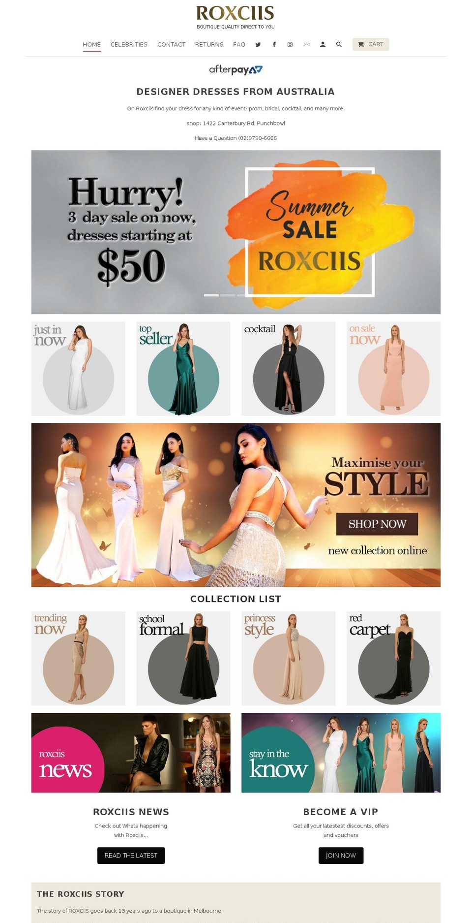roxcii-net.myshopify.com shopify website screenshot