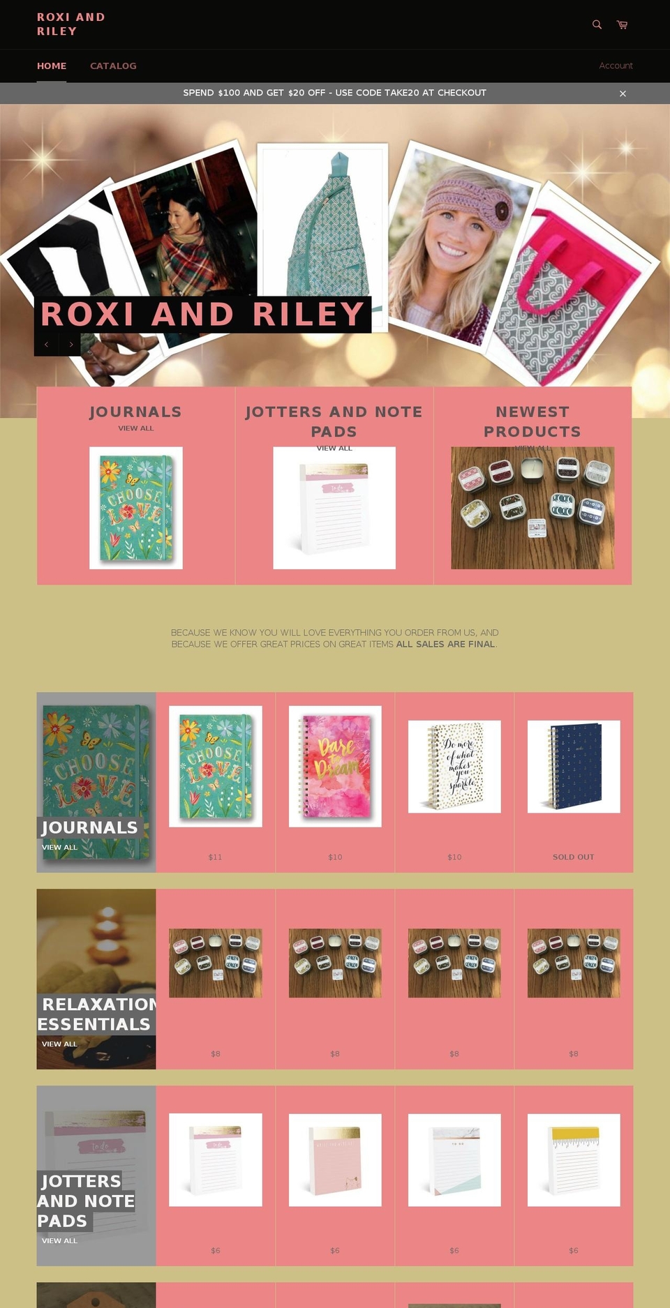 roxiandriley.com shopify website screenshot