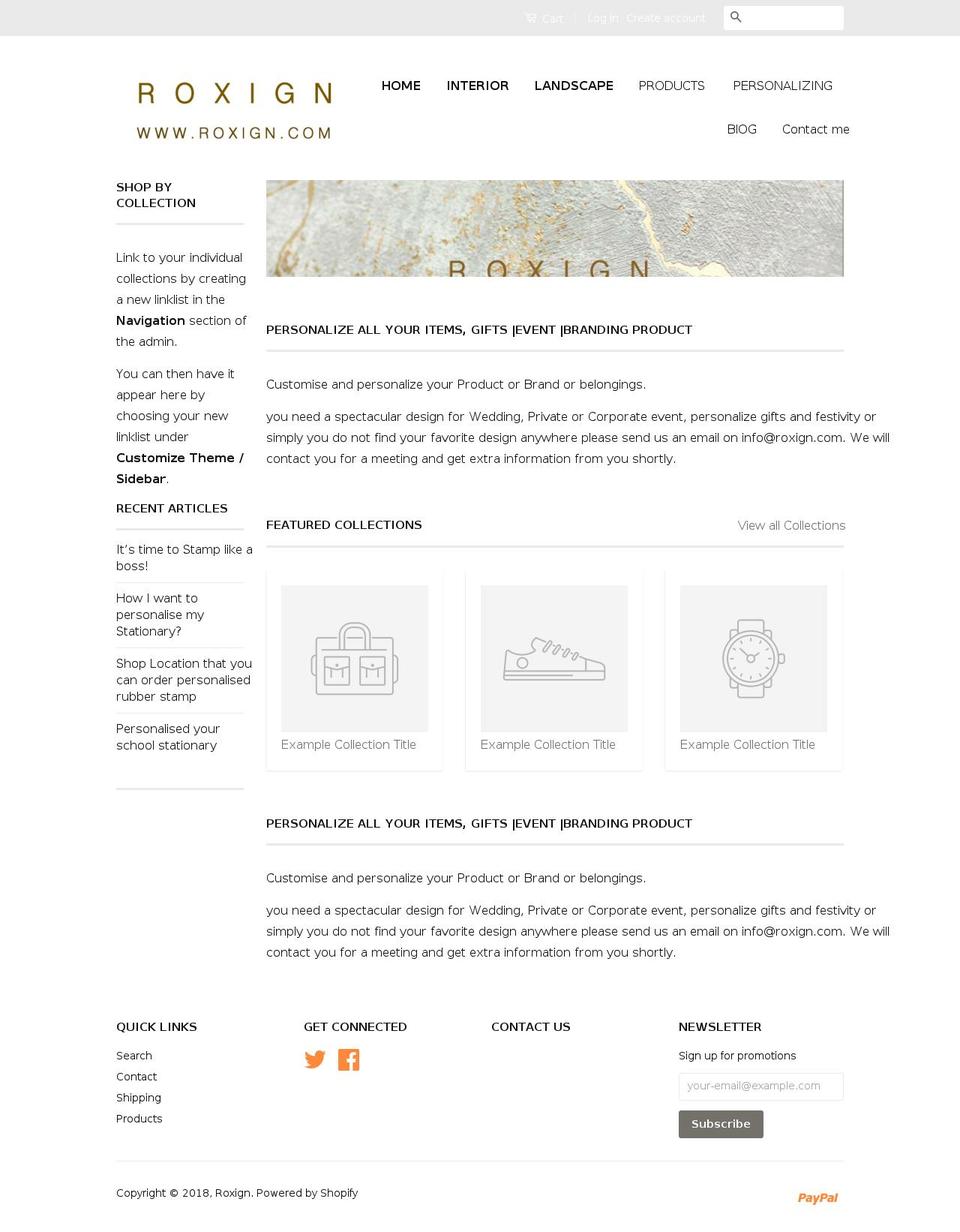 roxign.com — Shopify storefront screenshot