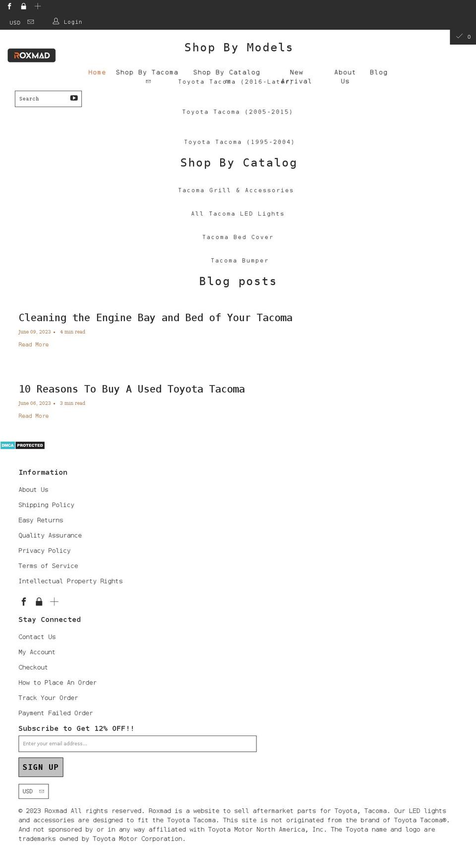 roxmad.com shopify website screenshot