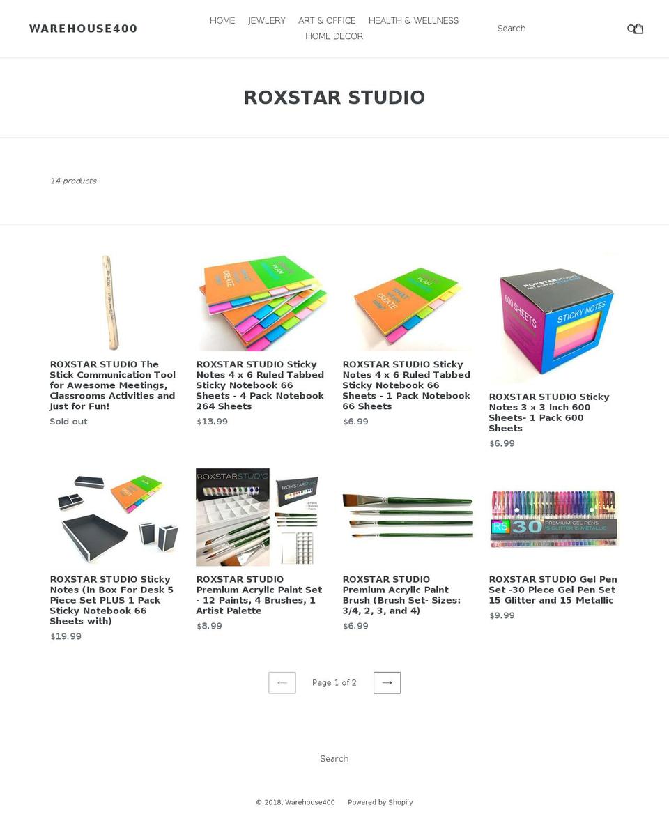 roxstarstudio.com — Shopify storefront screenshot