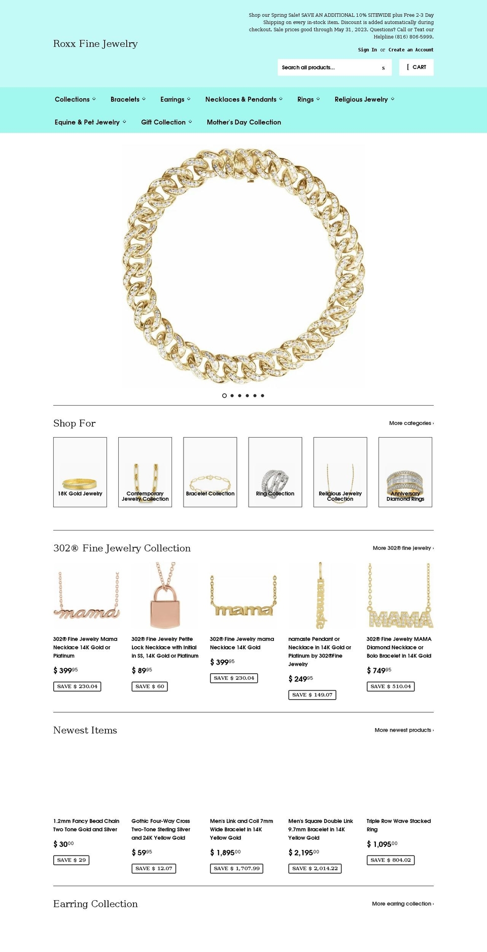 roxxfinejewelry.com shopify website screenshot