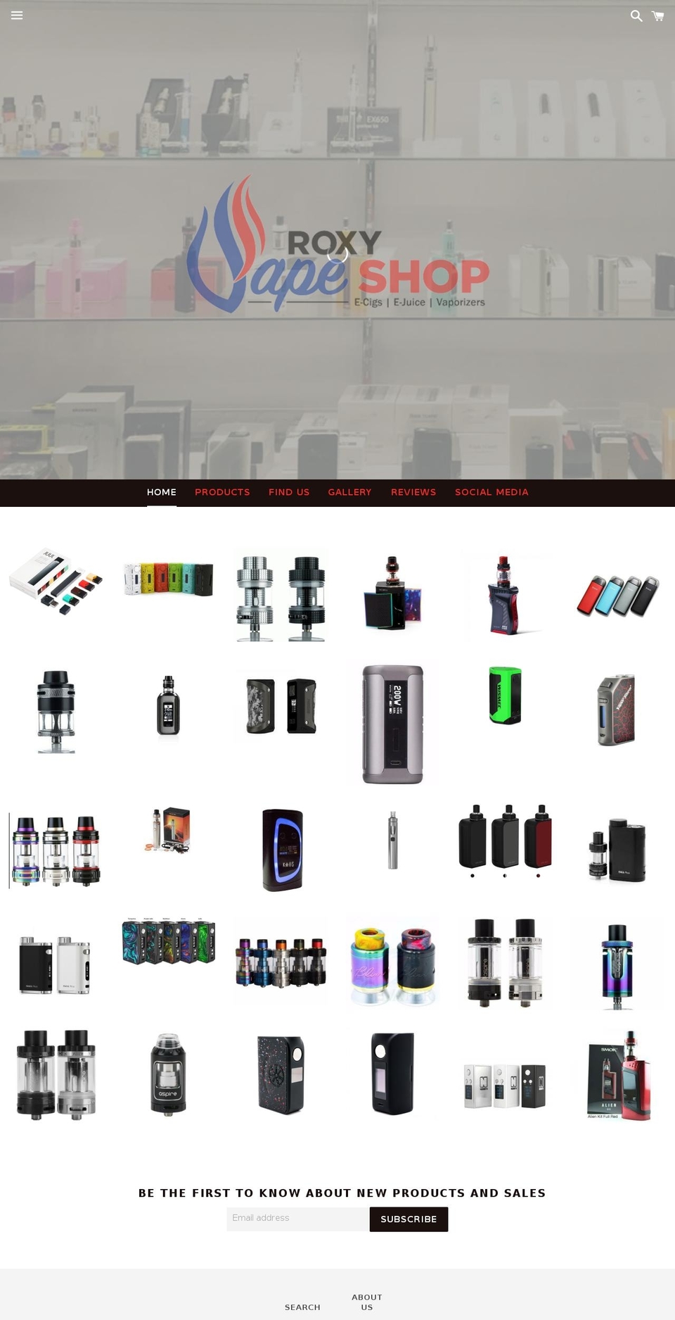 roxyvapeshop.com — Shopify storefront screenshot