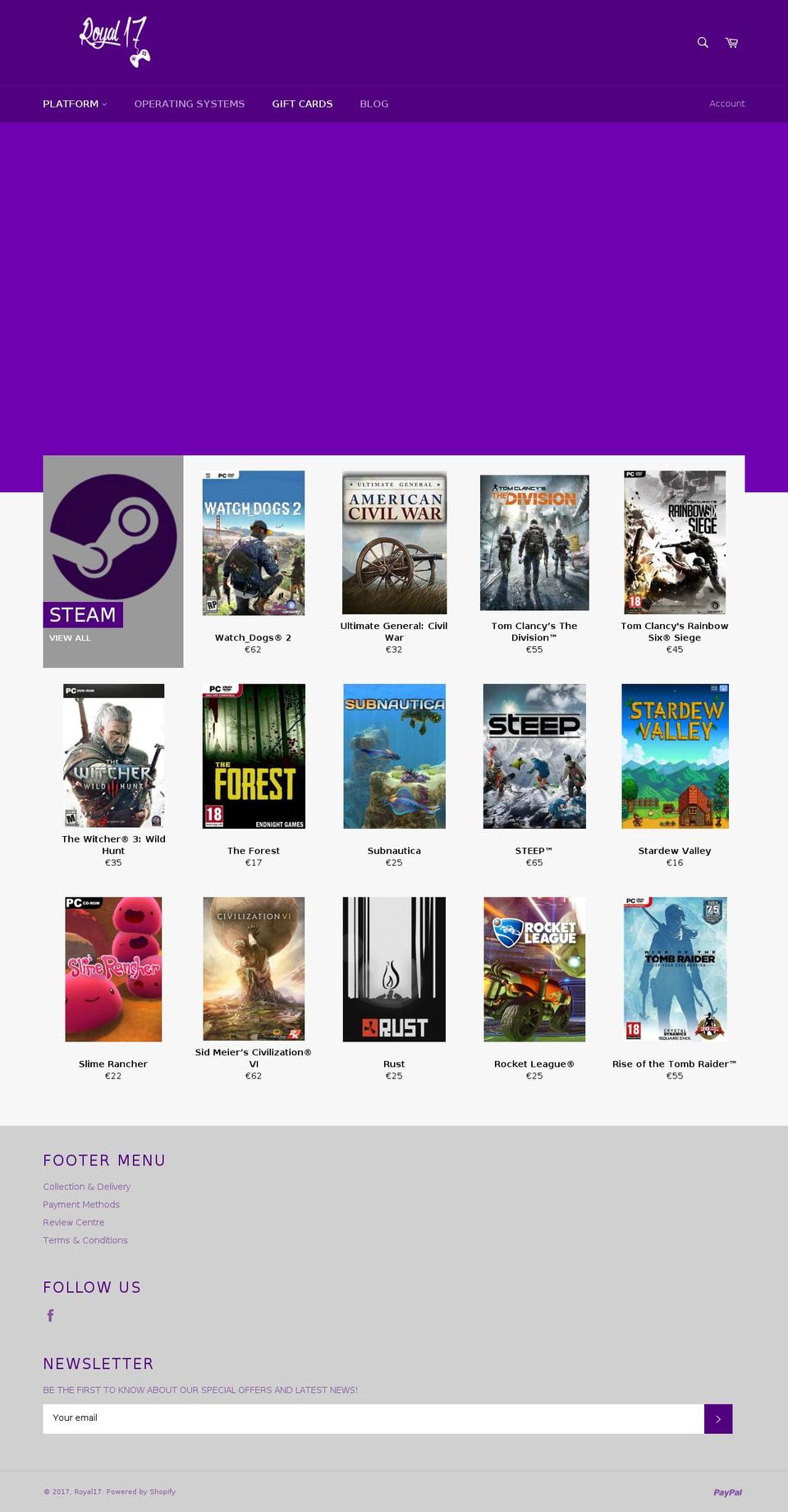 royal17.com shopify website screenshot