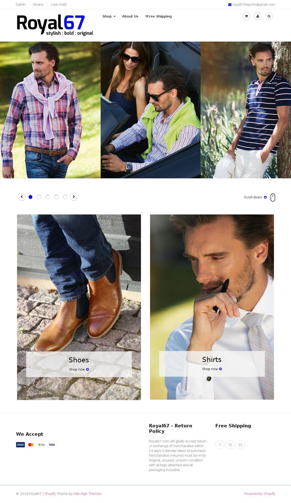 royal67.com — Shopify storefront screenshot