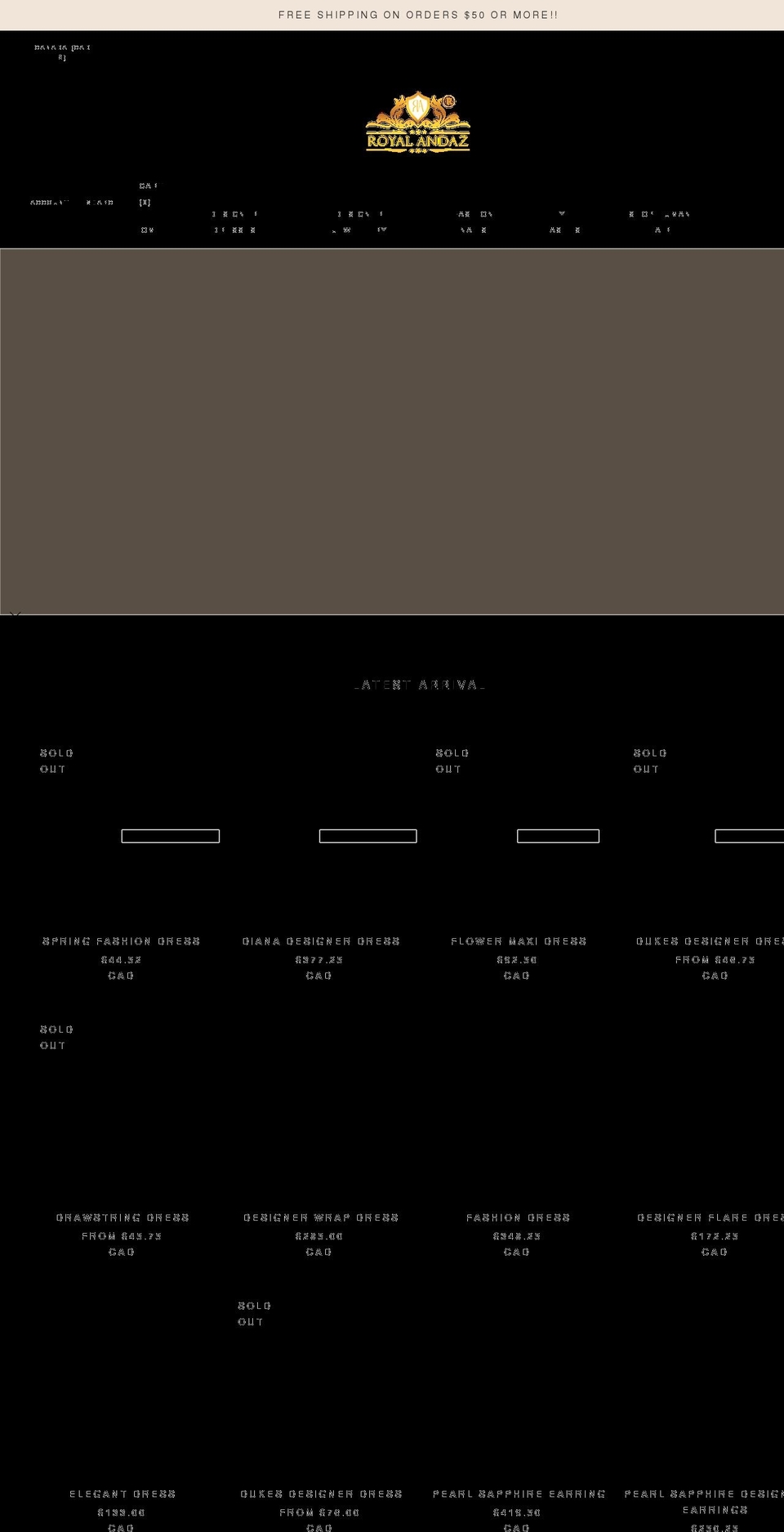 royalandaz.com shopify website screenshot