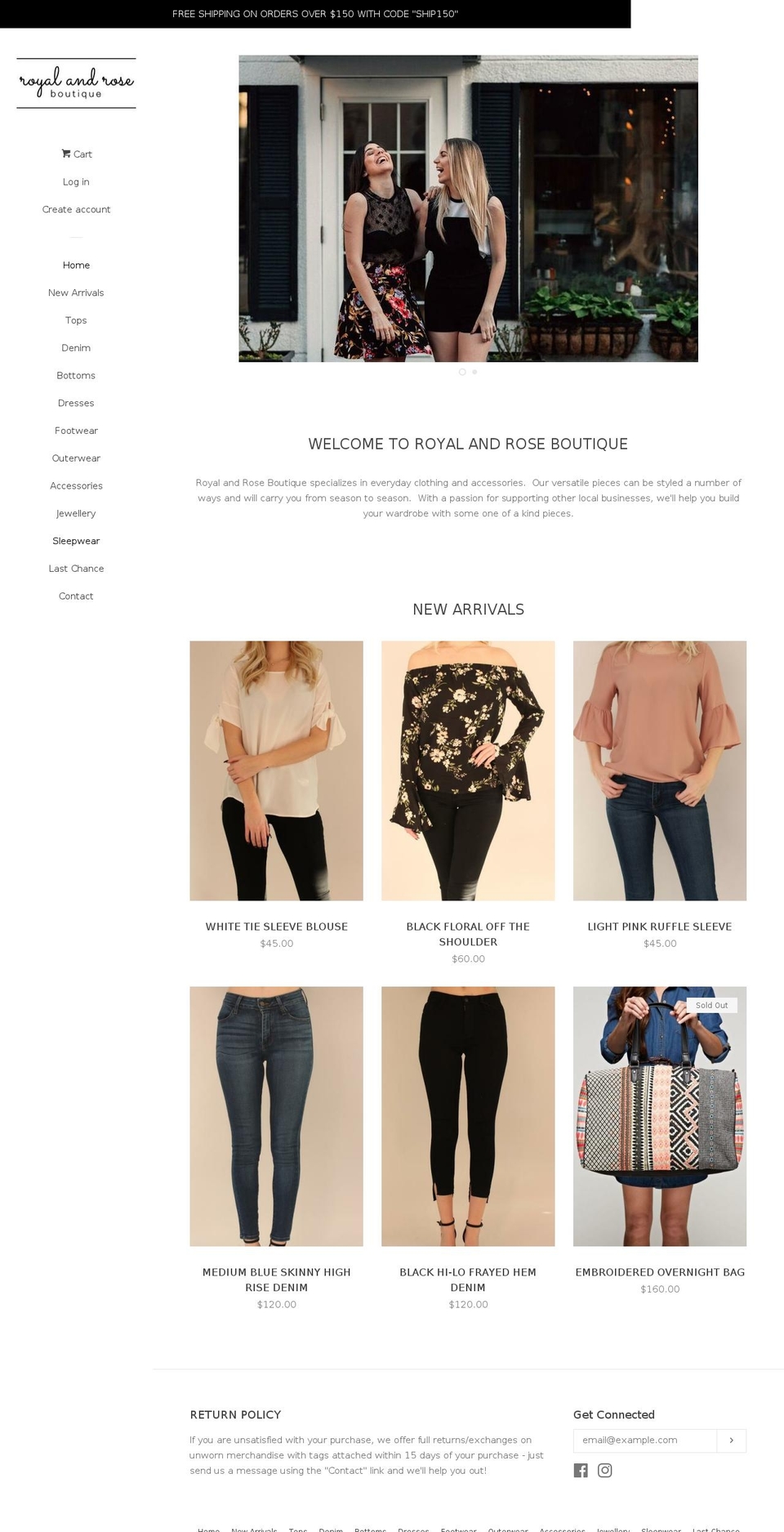 royalandroseboutique.com — Shopify storefront screenshot