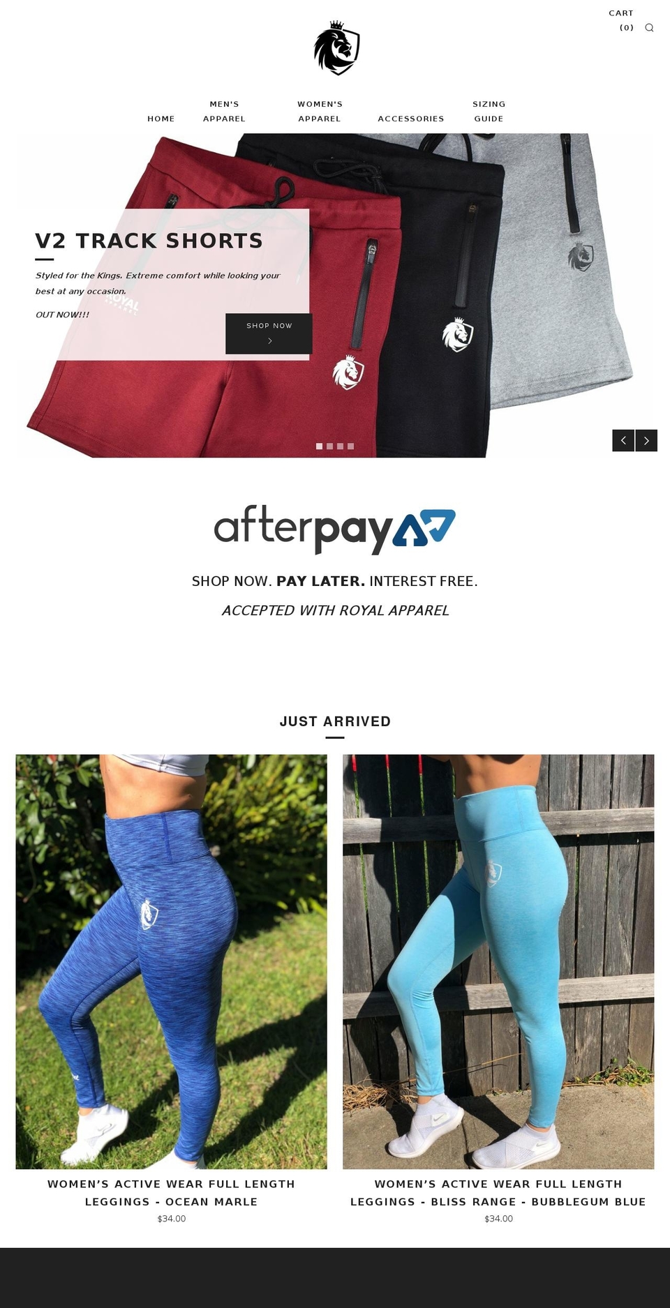 royalapparel.com.au shopify website screenshot