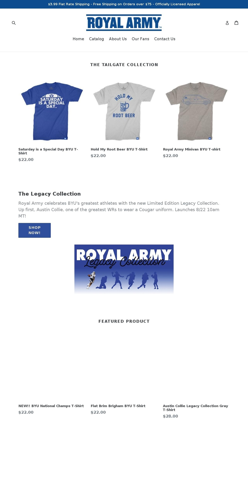 royalarmybrand.com shopify website screenshot