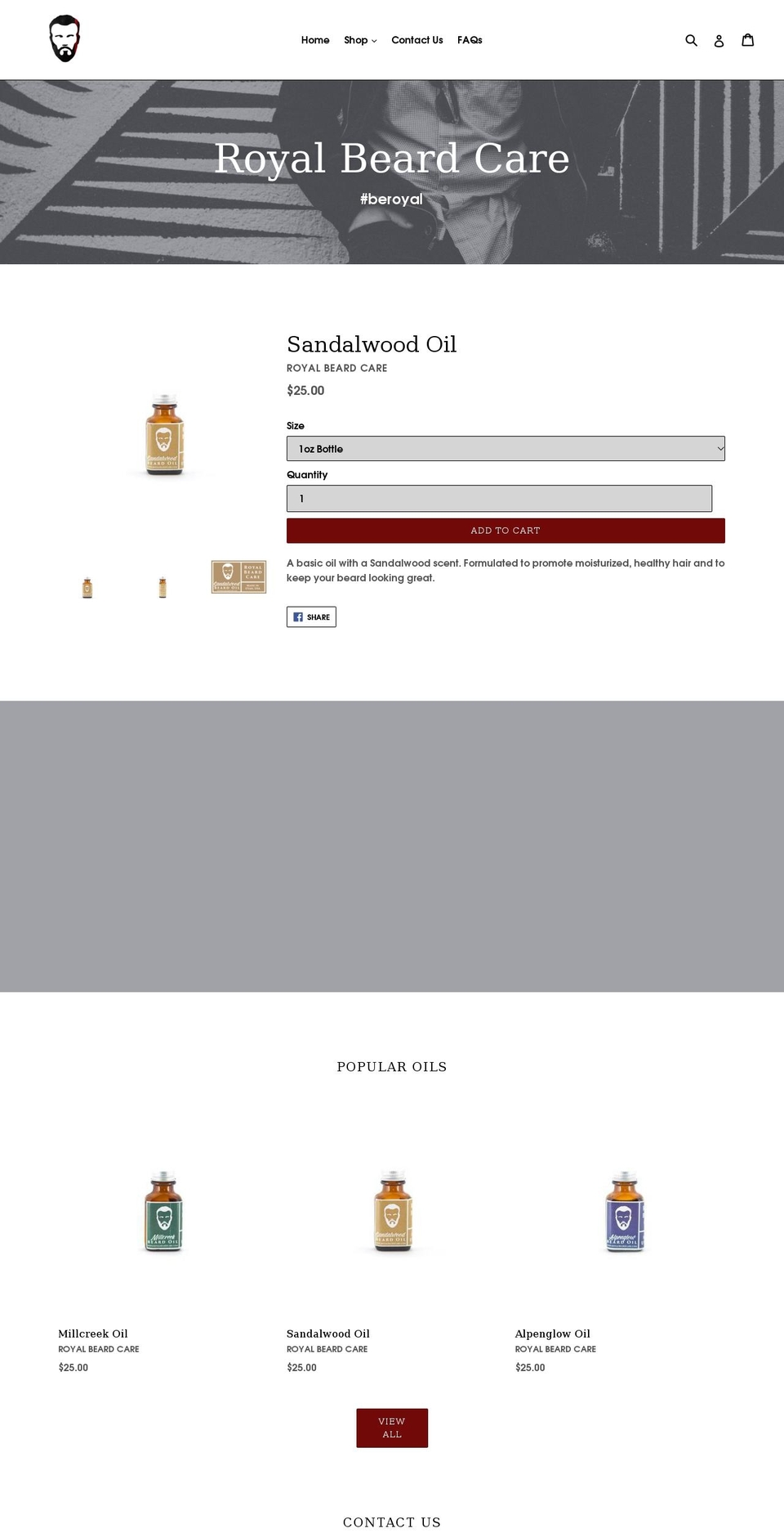 royalbeardcare.com shopify website screenshot