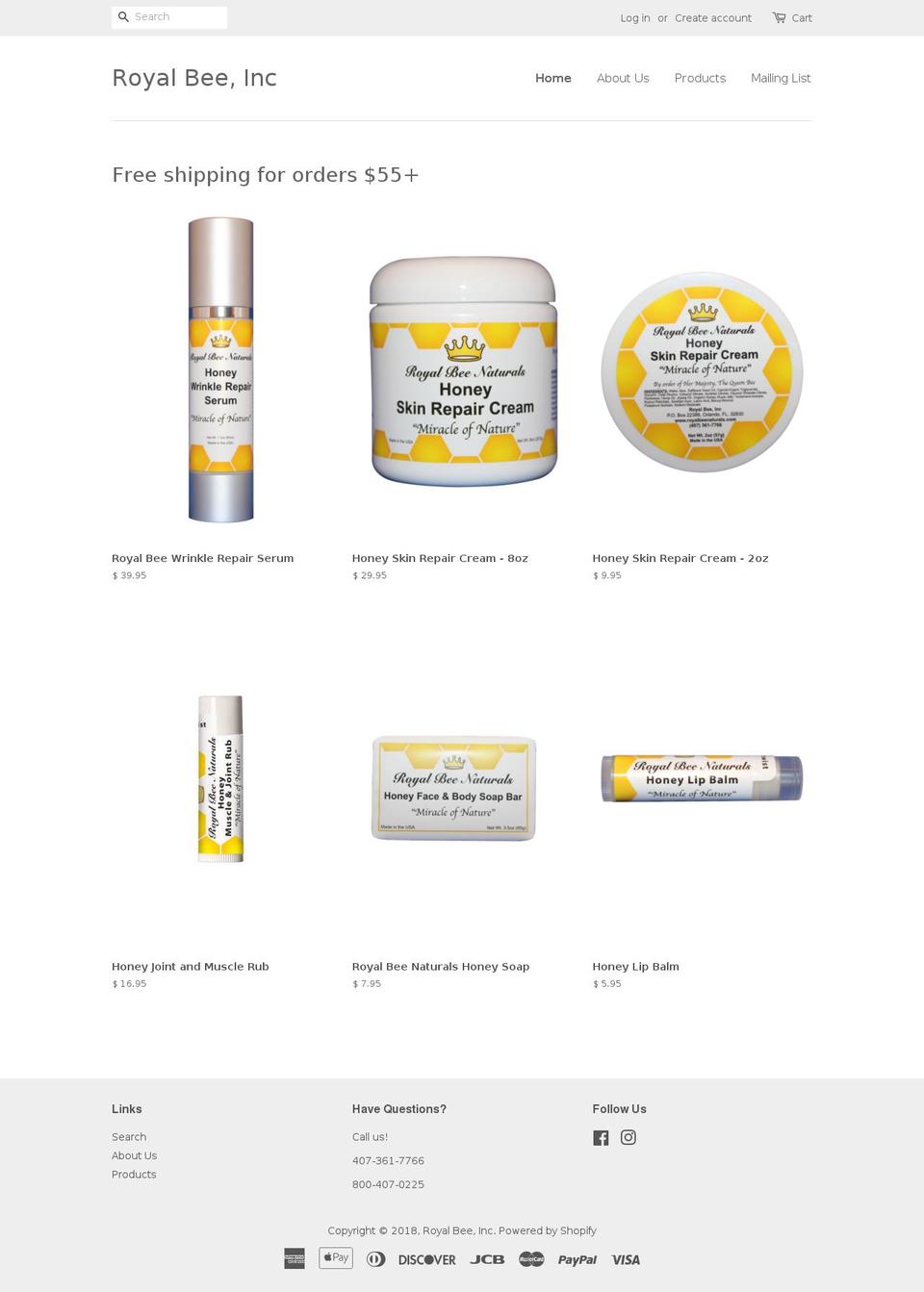 royalbeeorganics.org shopify website screenshot