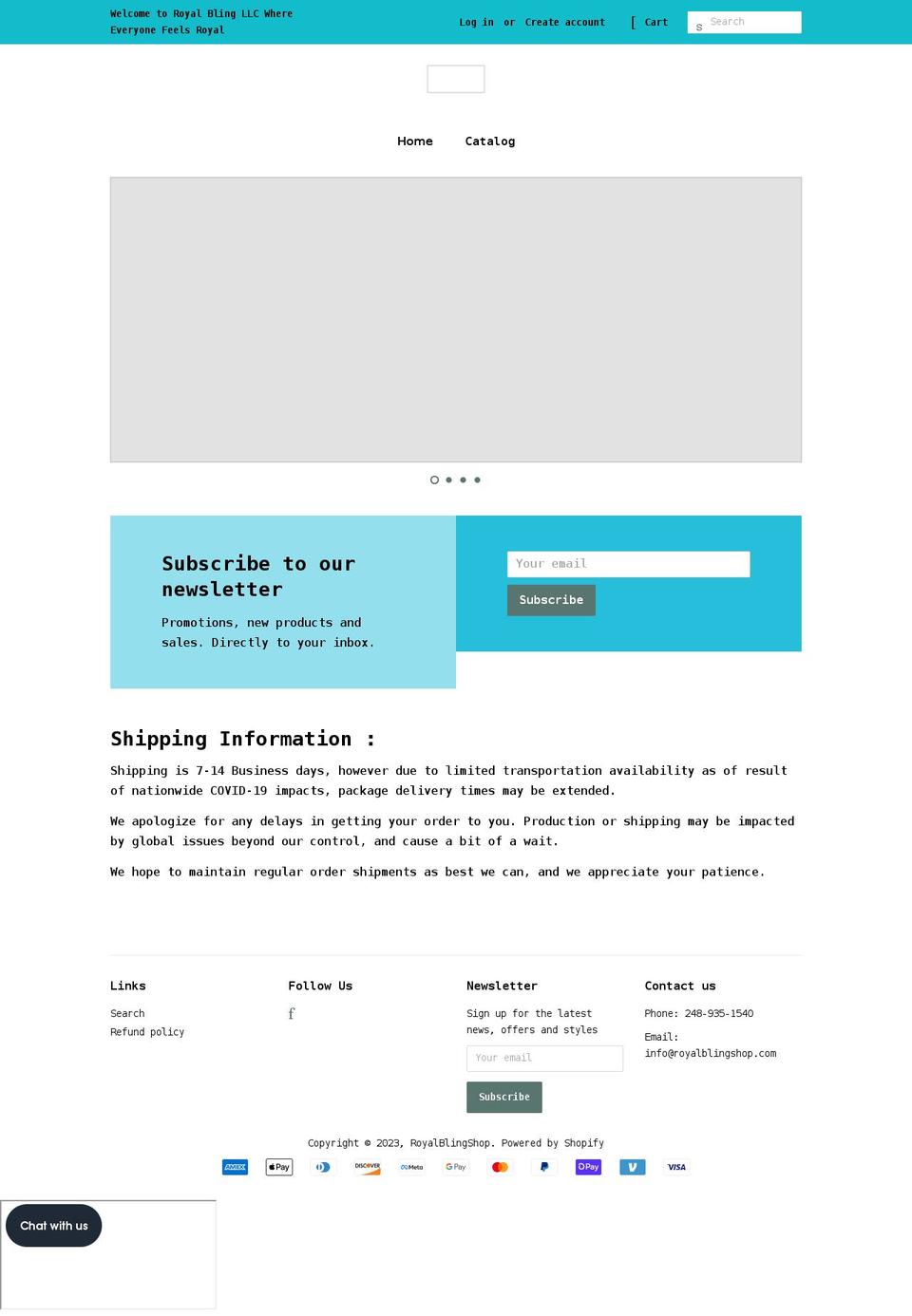 royalblingshop.com shopify website screenshot