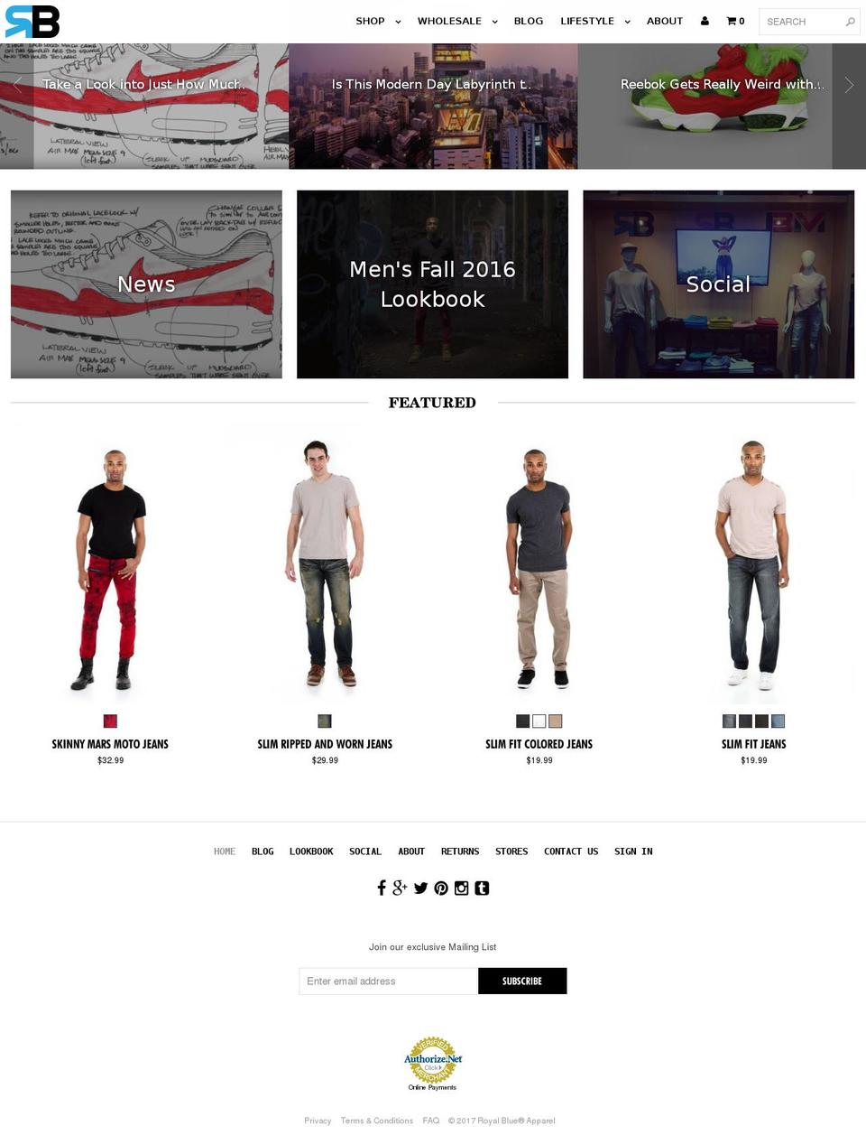 royalblueapparel.com shopify website screenshot