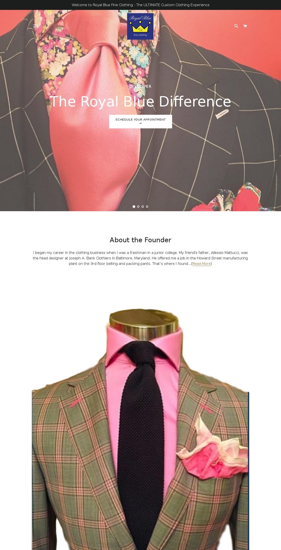 royalbluecustom.com shopify website screenshot
