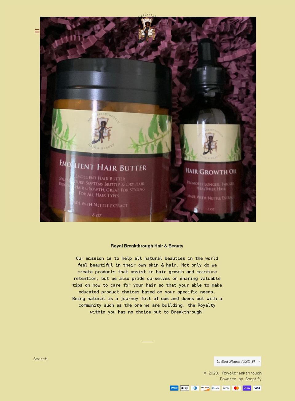 royalbreakthrough.com shopify website screenshot