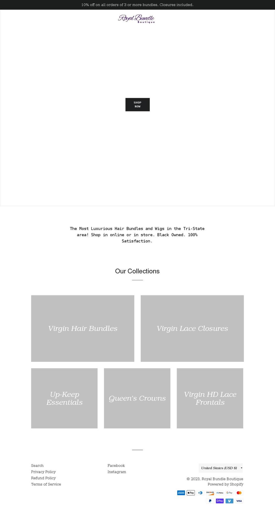 royalbundleboutique.com shopify website screenshot