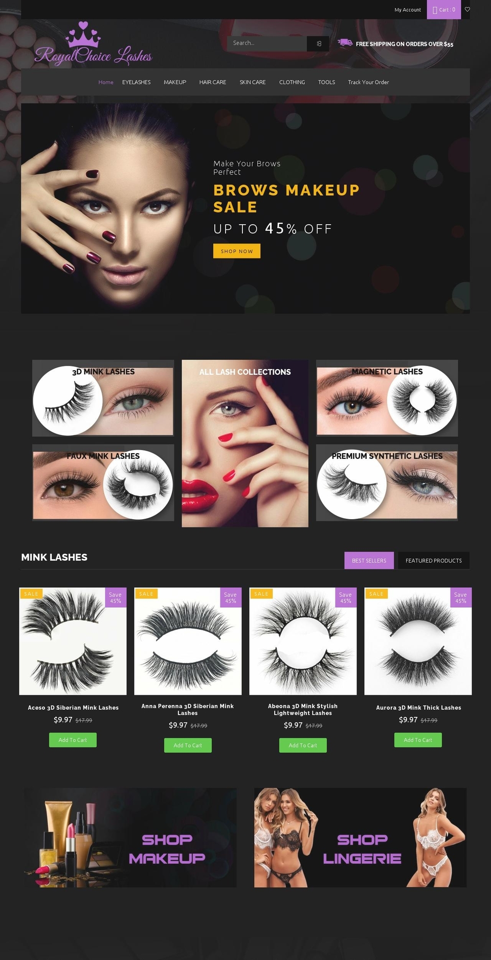 royalchoicelashes.com shopify website screenshot
