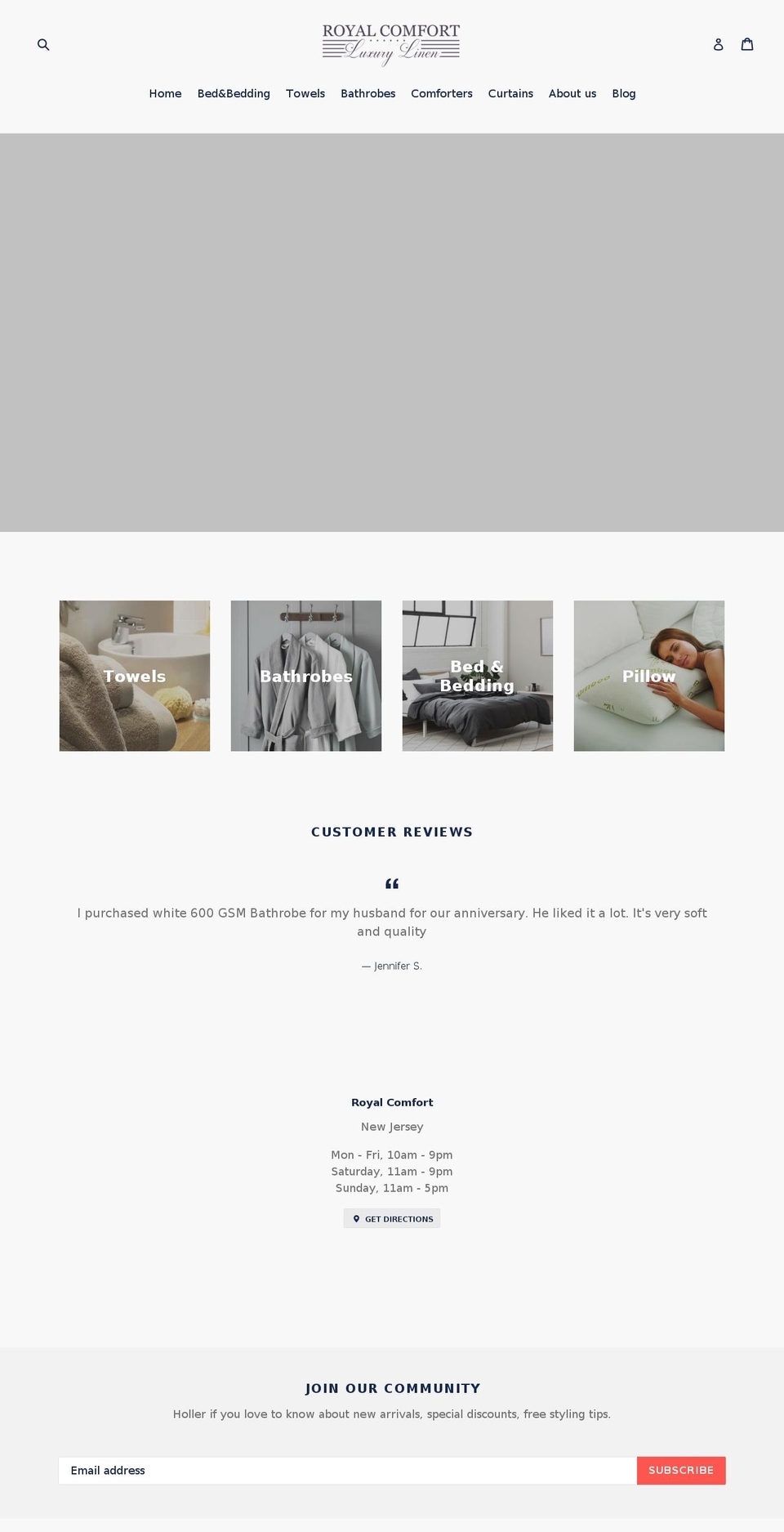 royalcomfortny.com shopify website screenshot