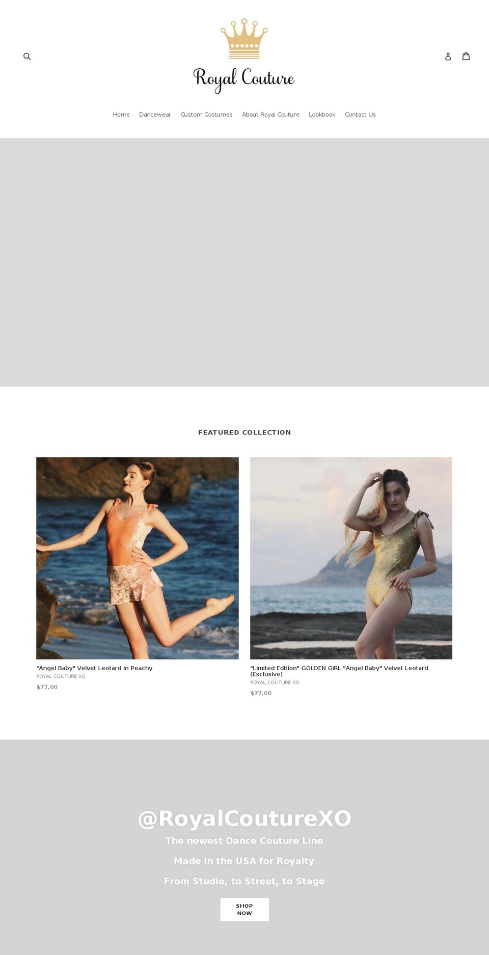 royalcouturexo.com shopify website screenshot