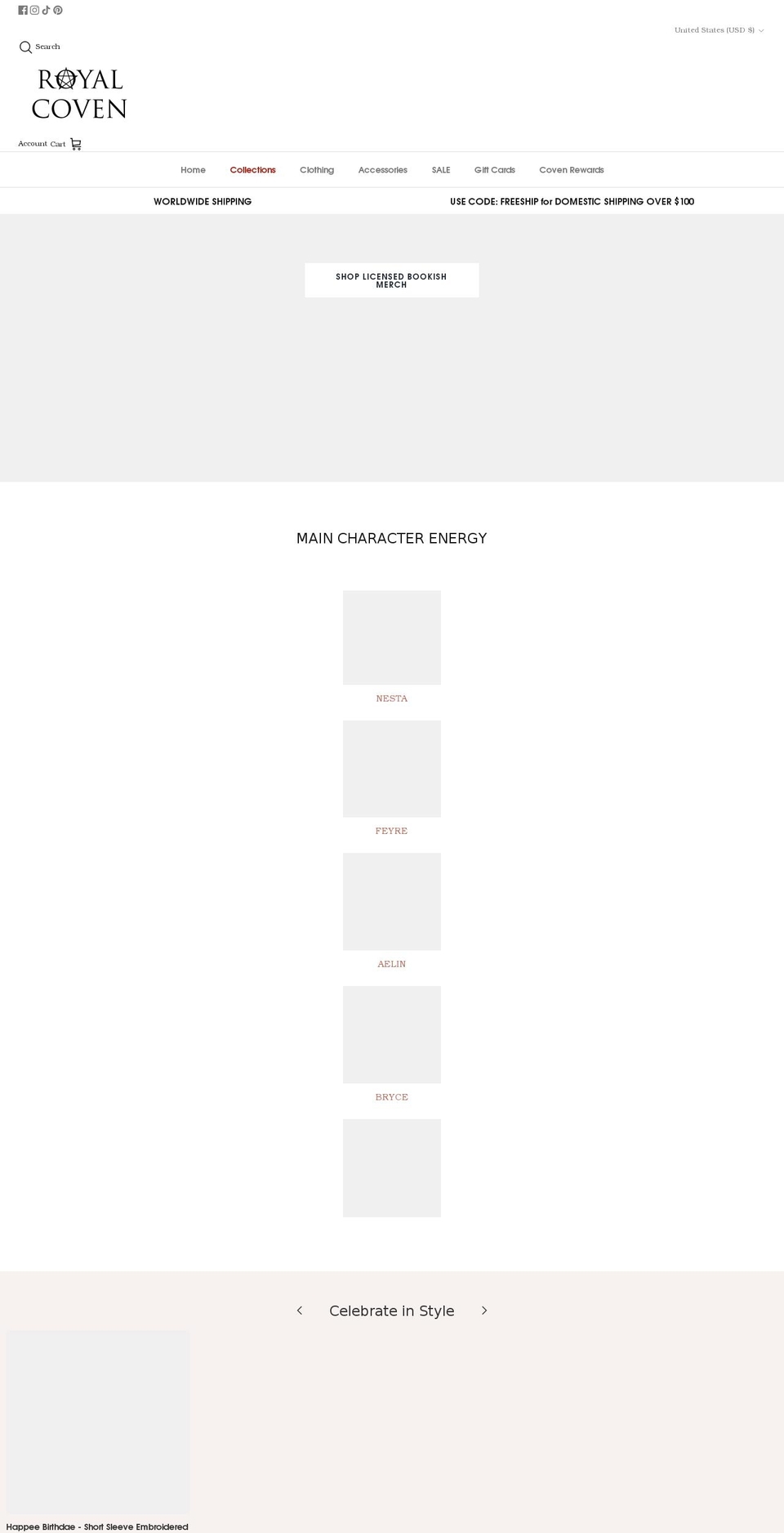 royalcoven.com shopify website screenshot