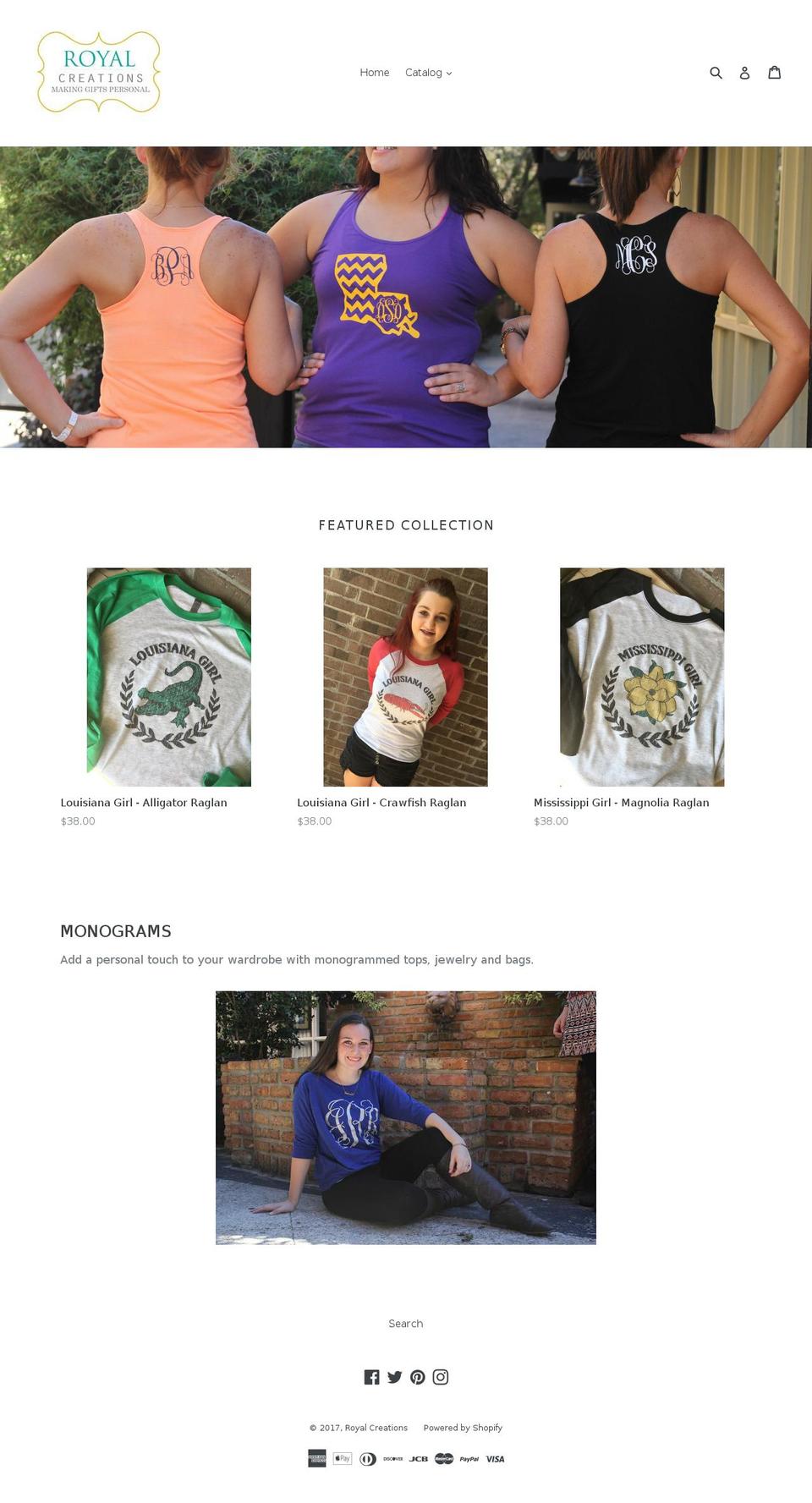 royalcreationsgifts.com shopify website screenshot