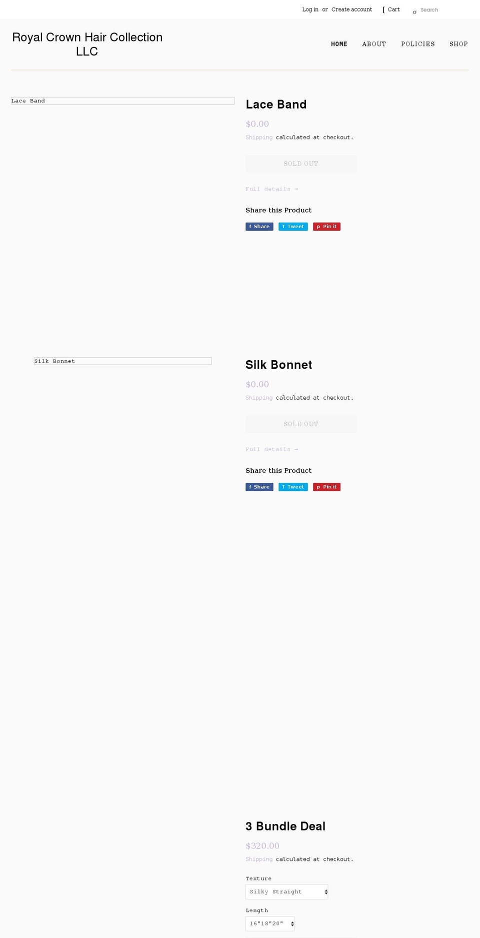 royalcrownhairco.com shopify website screenshot