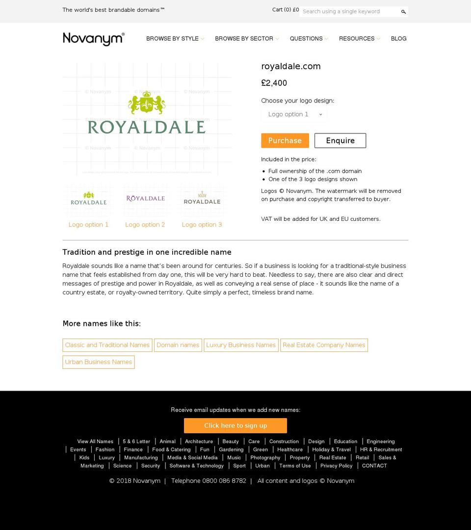 royaldale.com shopify website screenshot