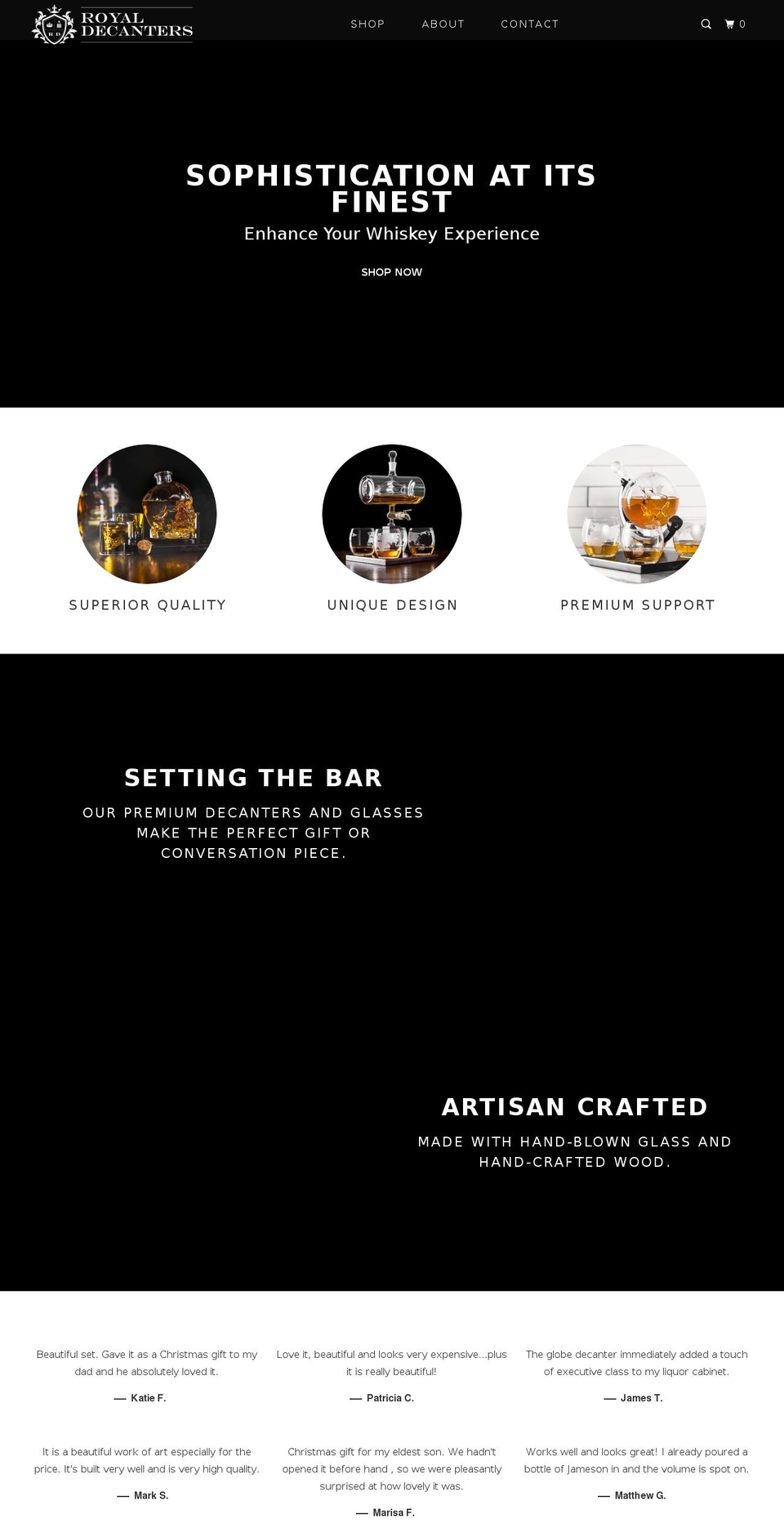 royaldecanters.com — Shopify storefront screenshot