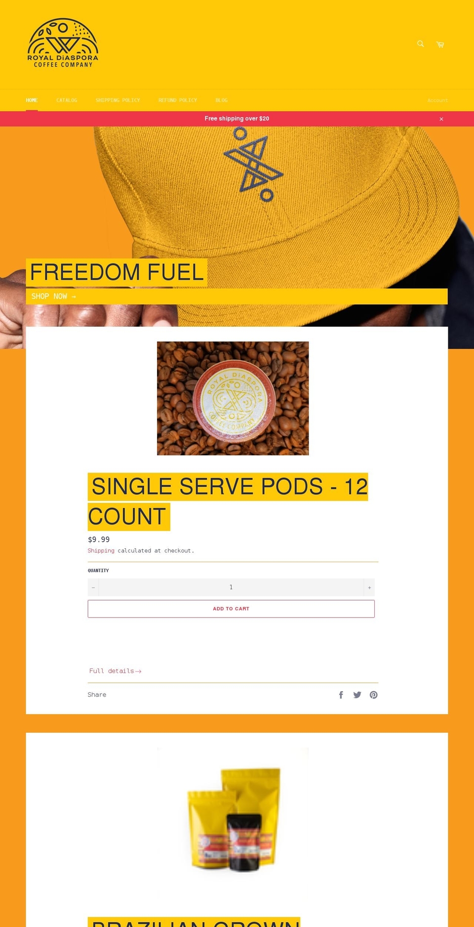 royaldiasporacoffee.com shopify website screenshot
