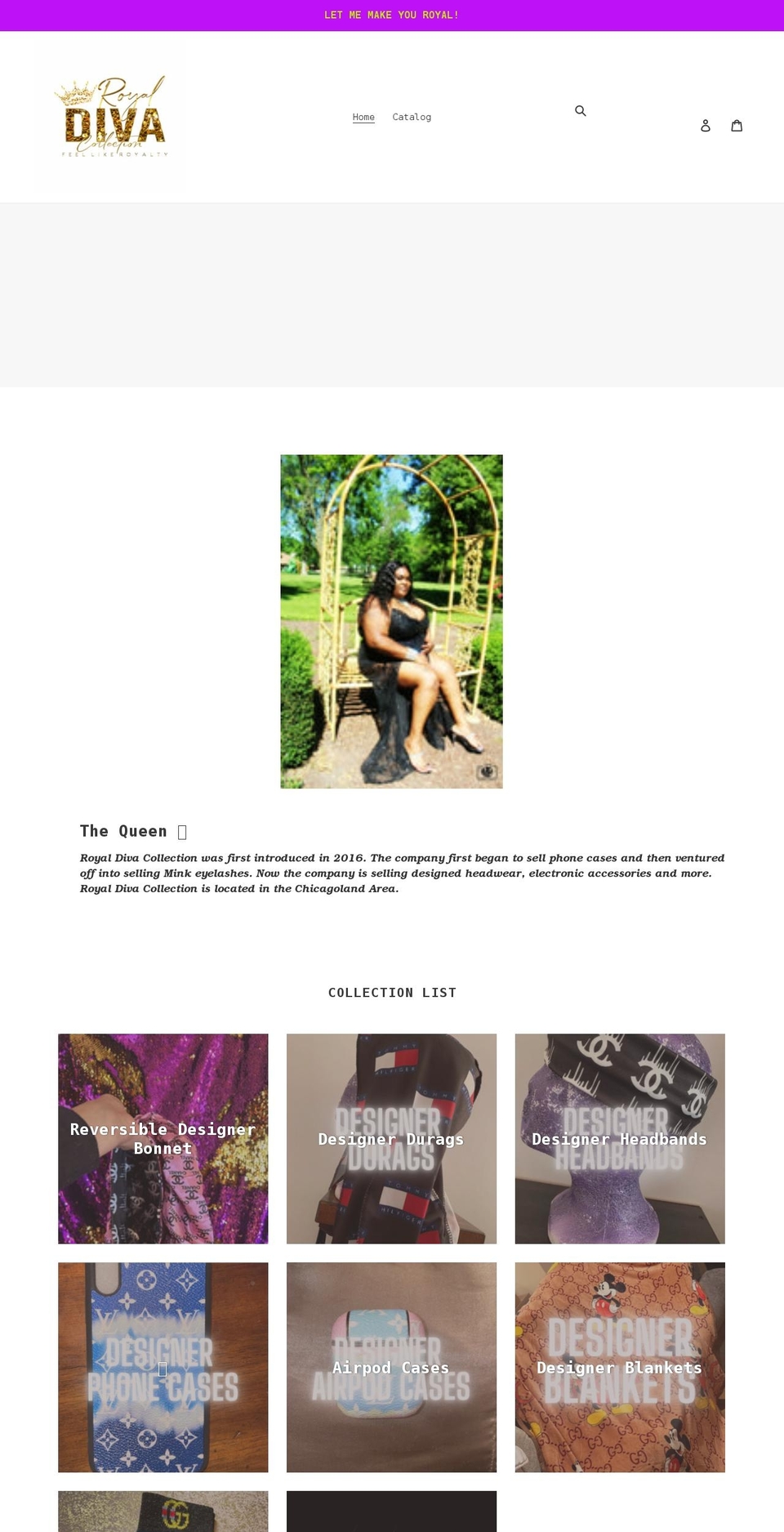 royaldivacollection.net shopify website screenshot