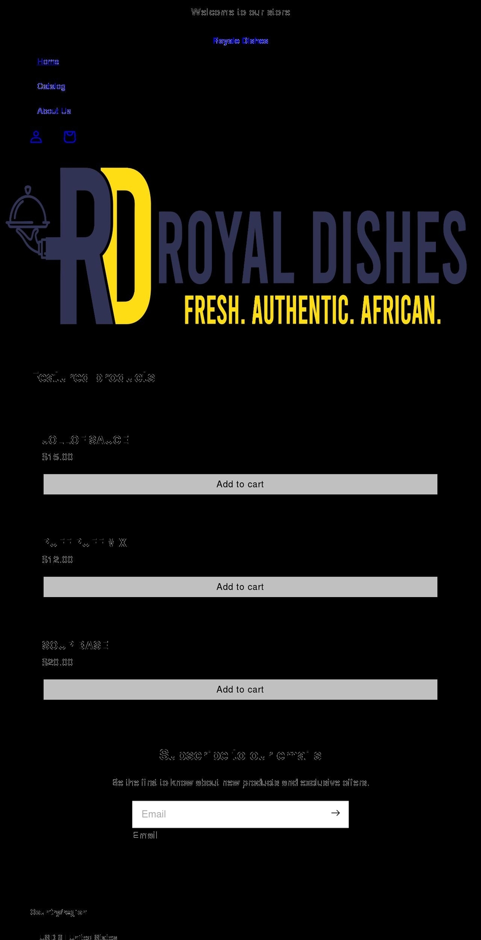 royaledishes.com shopify website screenshot